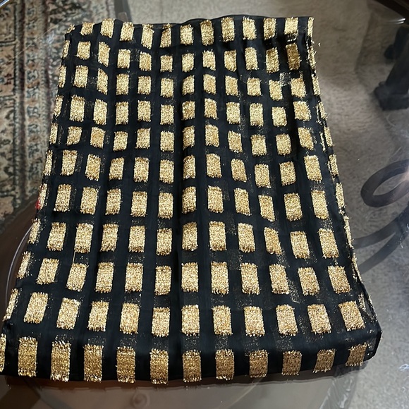 Infinity Scarf Black with Gold Metallic Thread - Picture 5 of 8